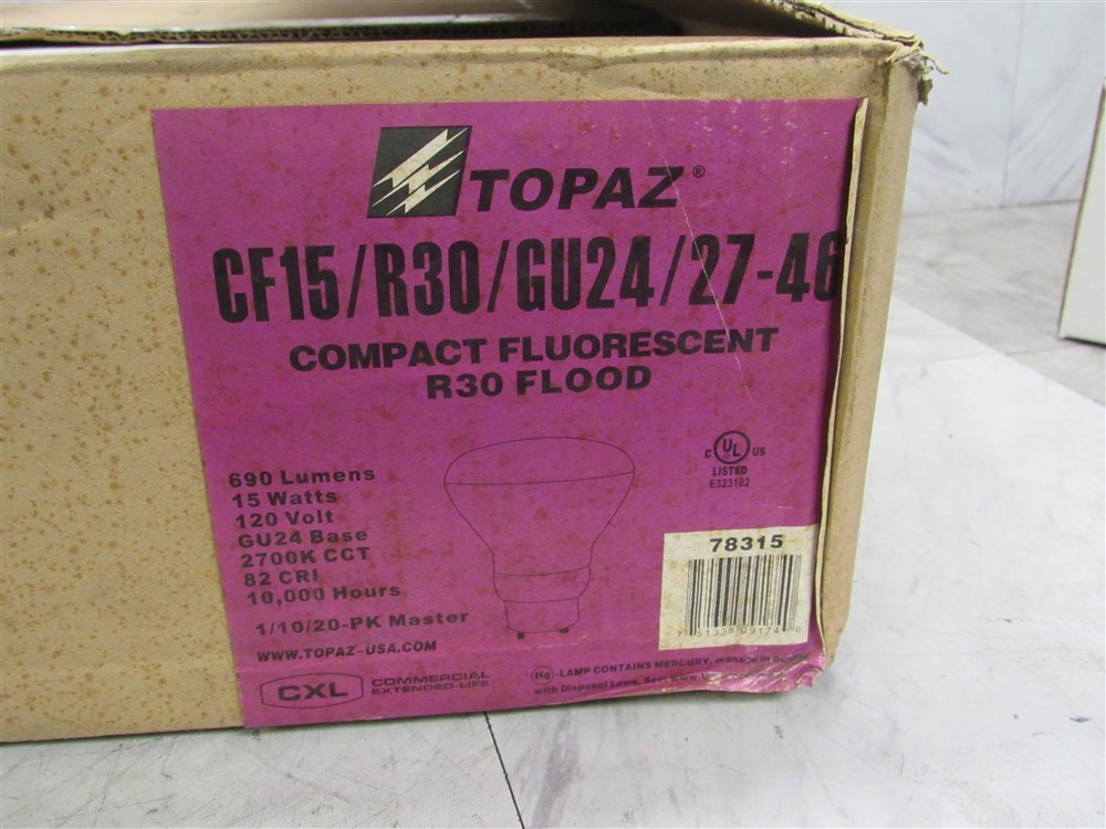 Lot of 10 NEW TOPAZ CF15/R30/GU24/28 R30 Flood Lights 15W 120V