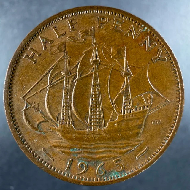 1965 Great Britain Half Penny Sharp Features Elizabeth II Bronze