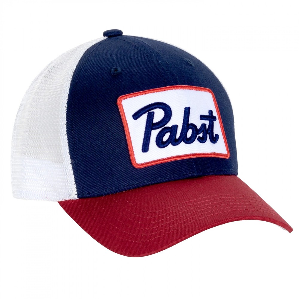 Pabst Blue Ribbon Simple Logo Patch 3-Tone Adjustable Hat Multi-Color