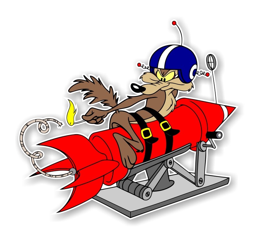 Wile E Coyote Rocket Decal / Sticker Die cut