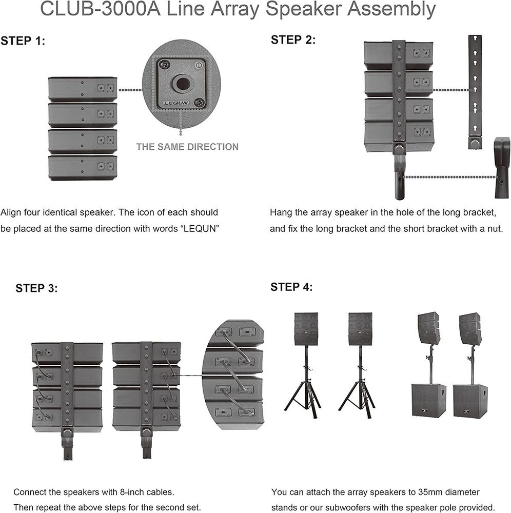 PRORECK CLUB 3000 Line Array Speaker PA System Subwoofer 12 Inch 4000W Bluetooth