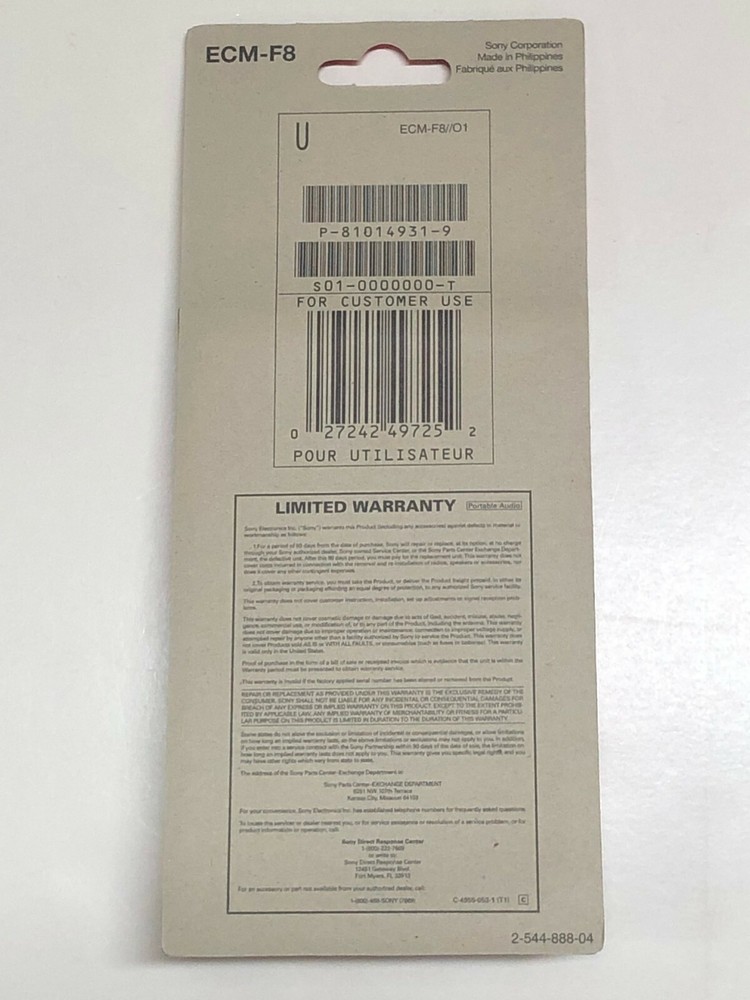 Sony ECM-F8 TableTop Boundary Condenser Microphone