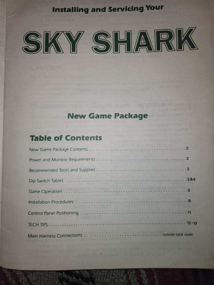 Sky Shark Manual Arcade Romstar