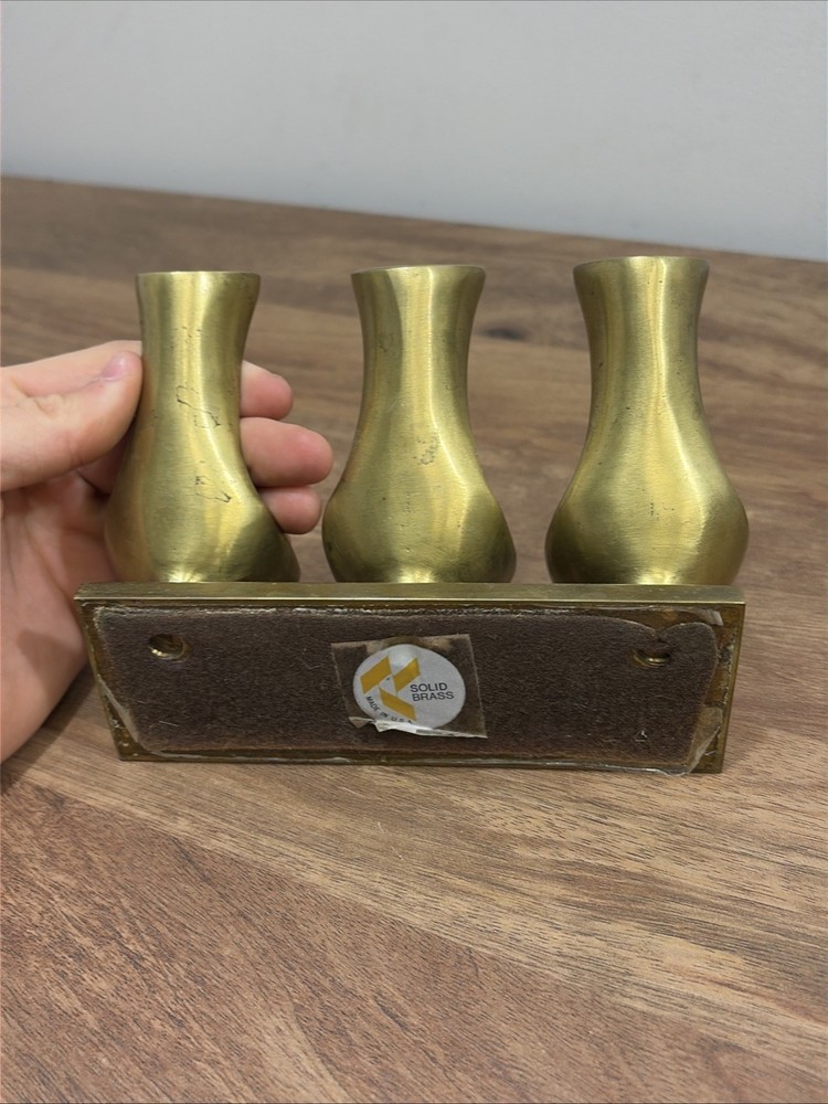 Vintage RARE Solid Brass Metal PIPE STAND Pug Stand Solid Brass Base USA Triple