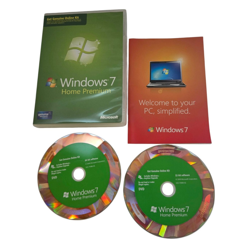 Microsoft Windows 7 Home Premium Full 32 Bit & 64 Bit DVDs