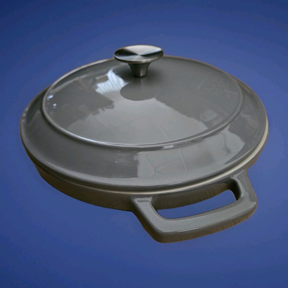 Kitchen Servappetit Grill Pan W/ Lid Ceramic 10" Stackable Gray New MSRP $40