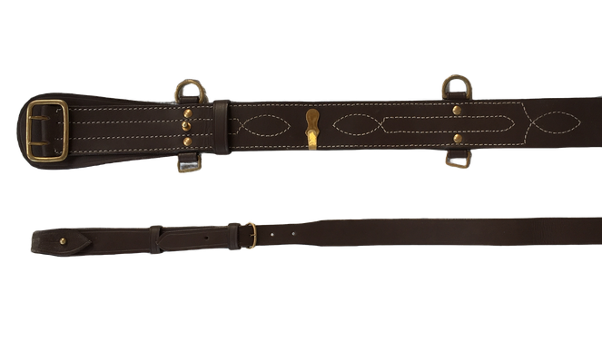 Sam Browne Belt With Shoulder Strap Dark Brown-120 cm