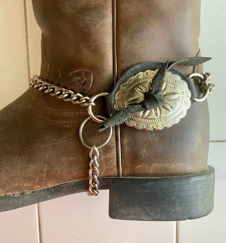 VINTAGE BOOT CHAIN (Black Leather & Chrome Chain)