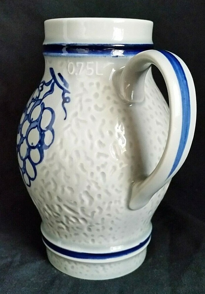 Pottery Pitcher Rice Design Handled Fruit Grape Wine Juice Kitchen Accessory