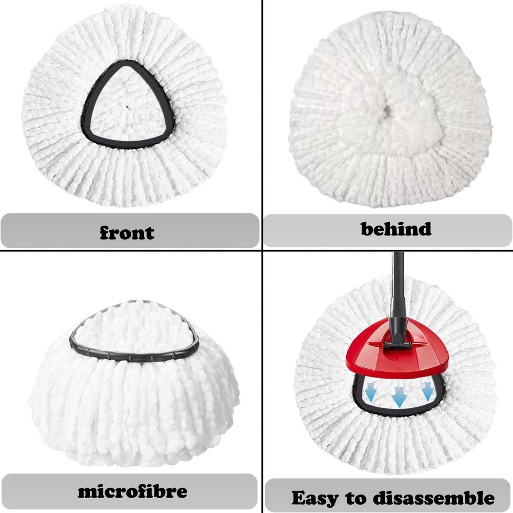 Mop Heads Replacement 4 Pack, Spin Mop Microfiber, Washable, White