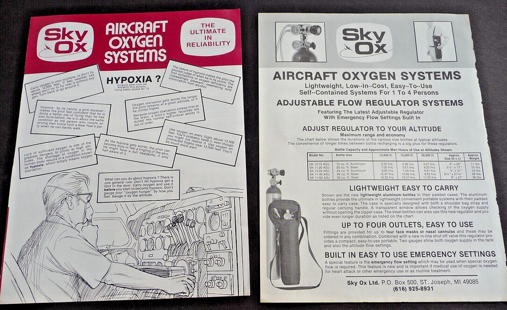 Aircraft Oxygen Systems Hypoxia? Fixed Flow Portable Duration Table Mask Cannula