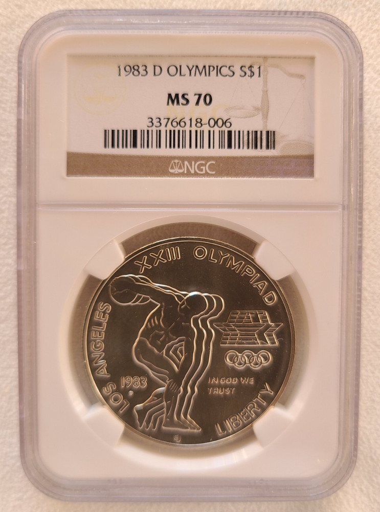 1983 D Olympics commemorative silver dollar NGC MS70