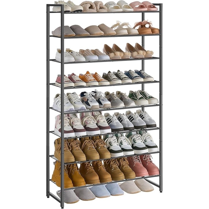 Sturdy 8 Tier Shoe Rack Organizer Adjustable Heavy Duty Metal Storage Solution