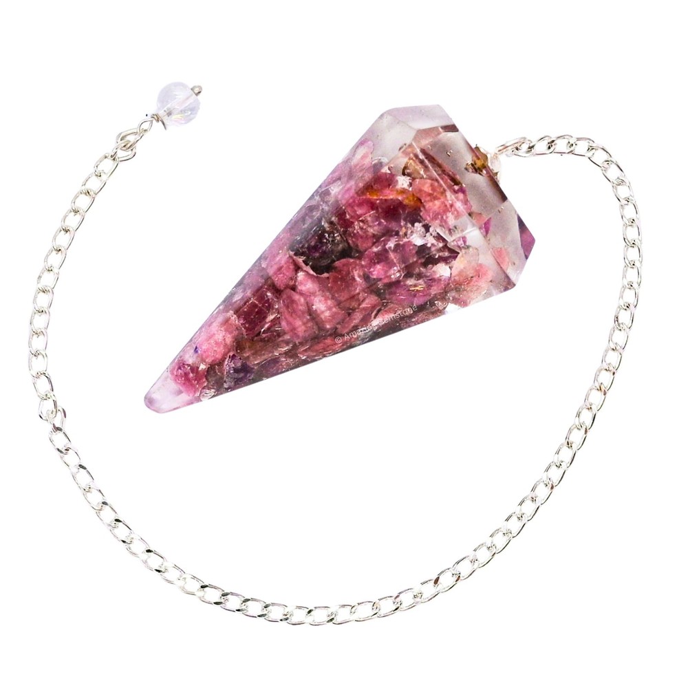 Rhodonite Orgone Crystal Pendulums