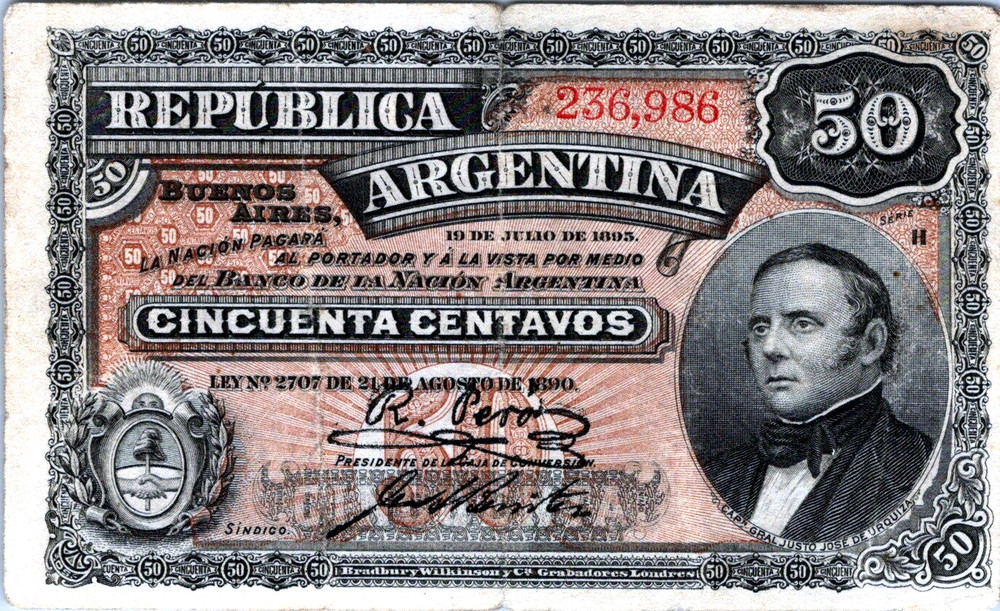 Argentina 50 Centavos 1895 P-230a