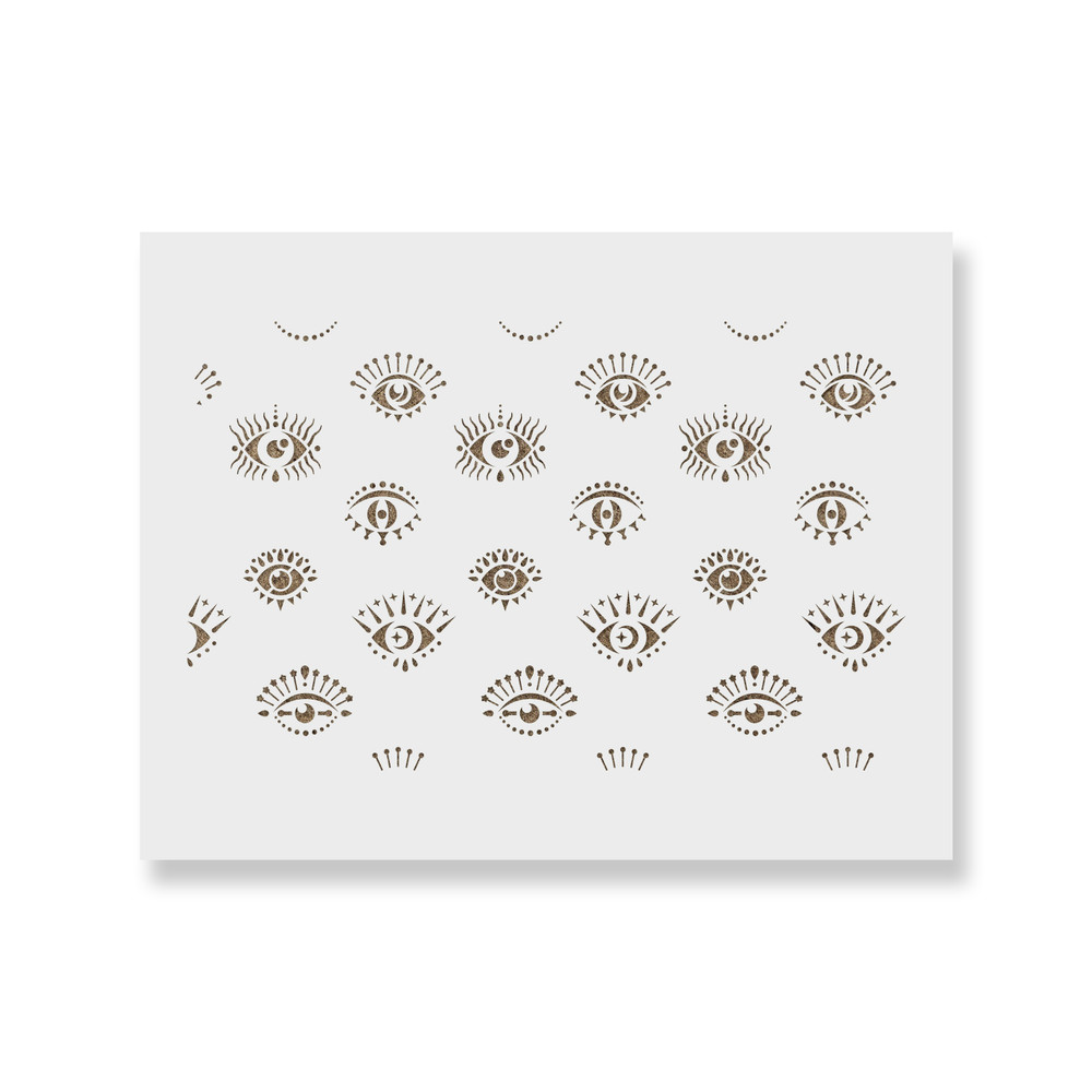 Evil Eyes Pattern Wall Stencil - Durable & Reusable Mylar Stencils