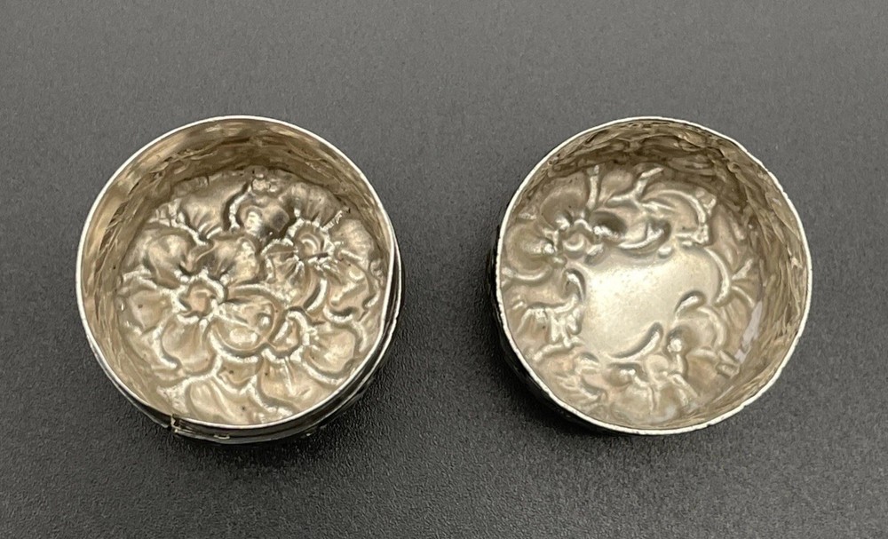 Sterling Silver Floral Repousse Thread Box / Holder 19th Century