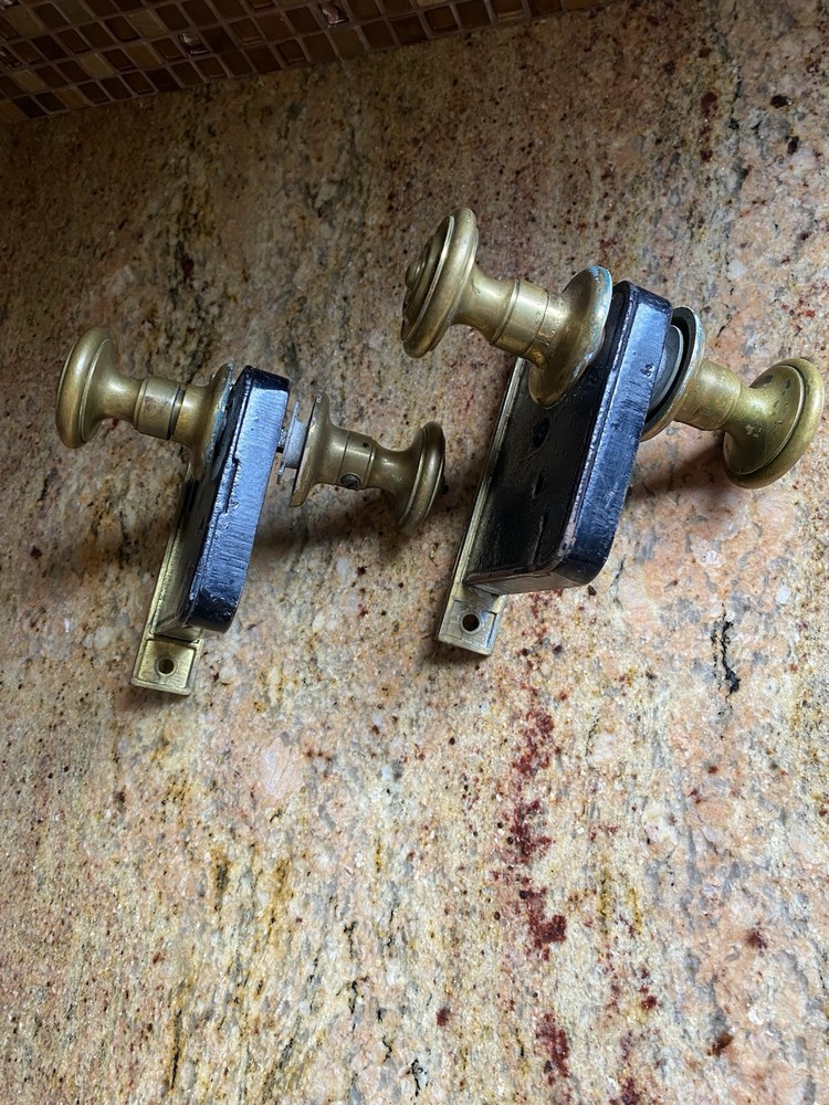 Antique / Vintage 2 Sets Solid Brass Door knob Hardware Set 🔥