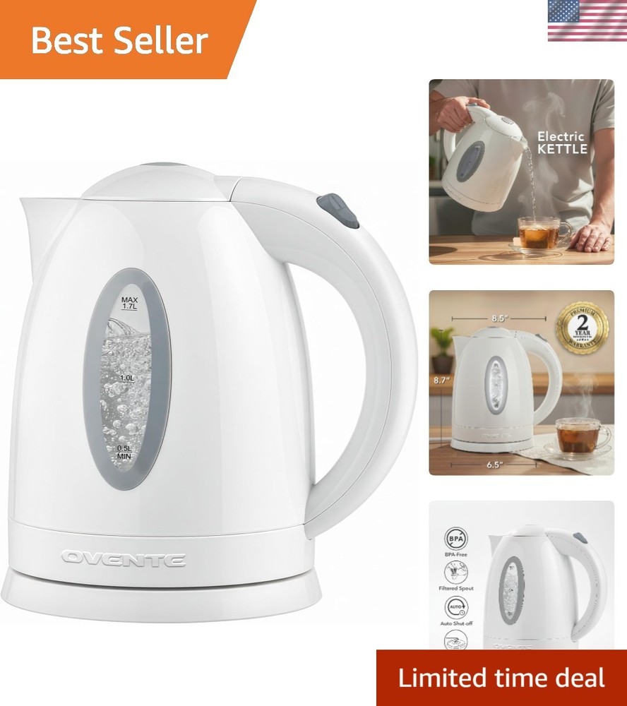 Electric Kettle, 1.7L Fast Boiling Water Heater for Coffee or Tea, BPA Free w...