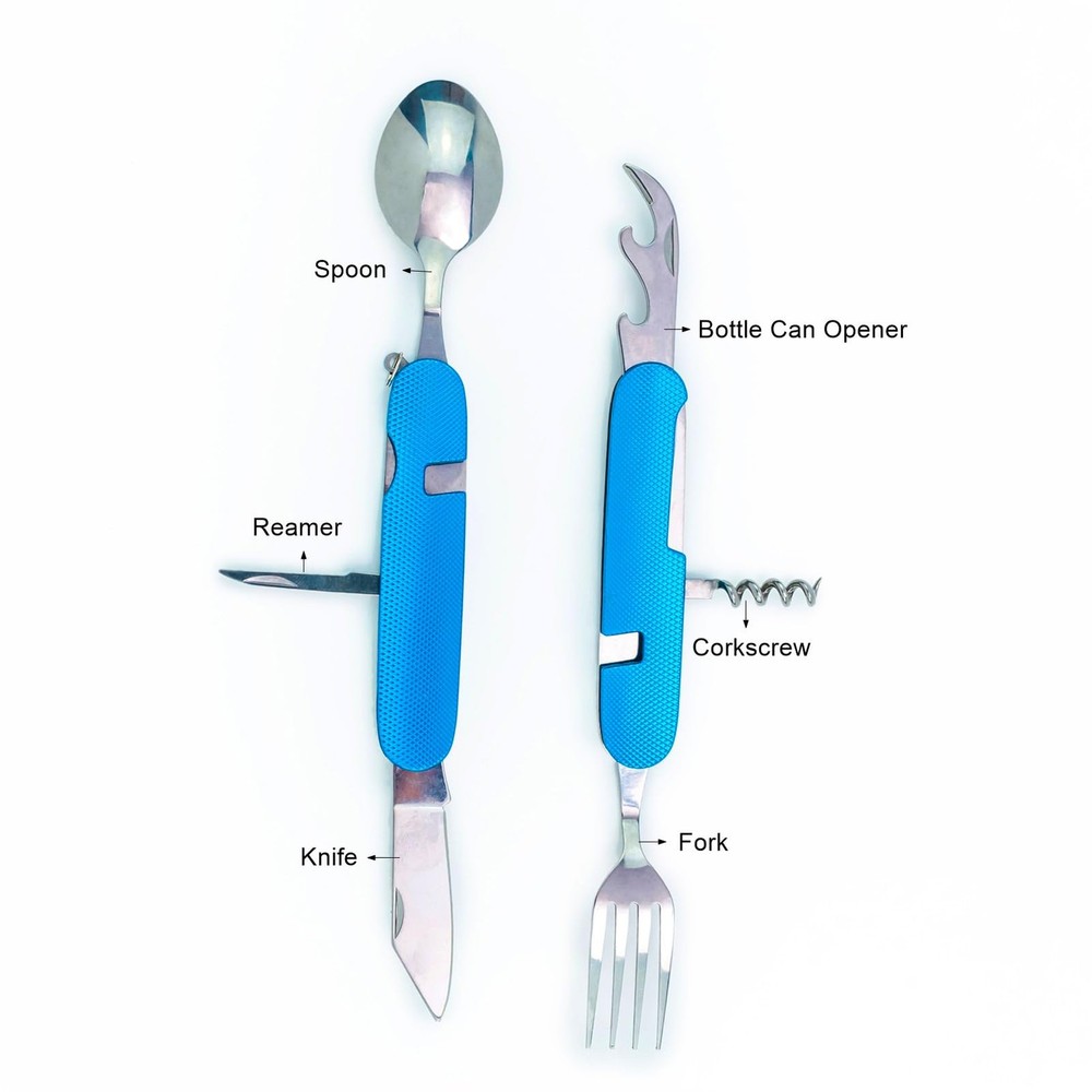 6-in-1 Multi-Function Camping Utensil Flatware Set Detachable Spoon Fork Knif...
