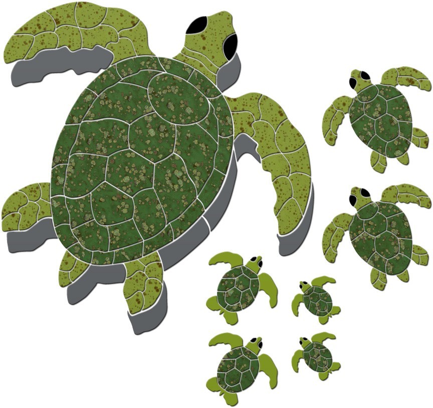Turtle Group Ceramic Swimming Pool Mosaic