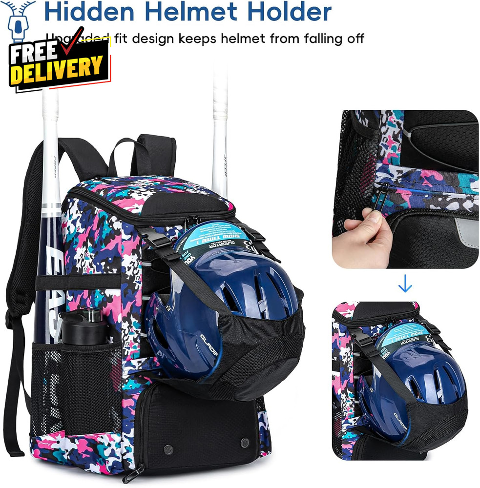 40L Baseball & Softball Backpack Large Capacity Bat Bag with Shoe Compartment…