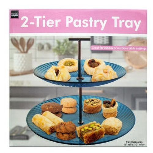 Handy Helpers 2‑Tier Pastry Tray Plastic Dessert & Snack Display Stand Clear