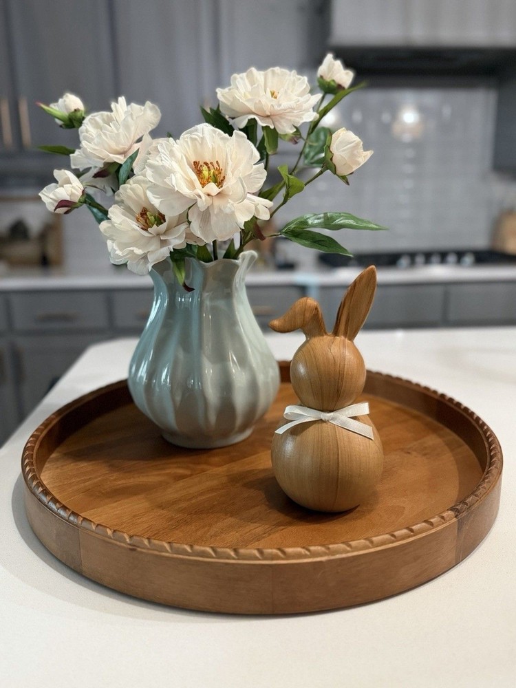 10” Decorative Ceramic Bunny Rabbit| Neutral Pottery Barn Style Spring Decor