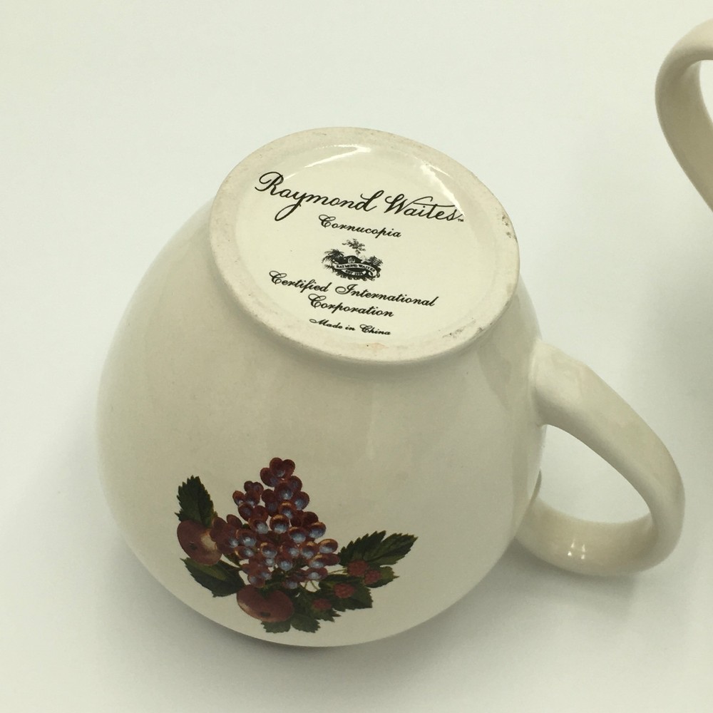 Raymond Waites Cornucopia Grapes & Fruit Mug Sugar & Creamer
