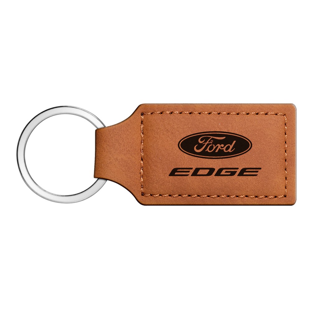Ford Edge Rectangular Brown Leather Key Chain