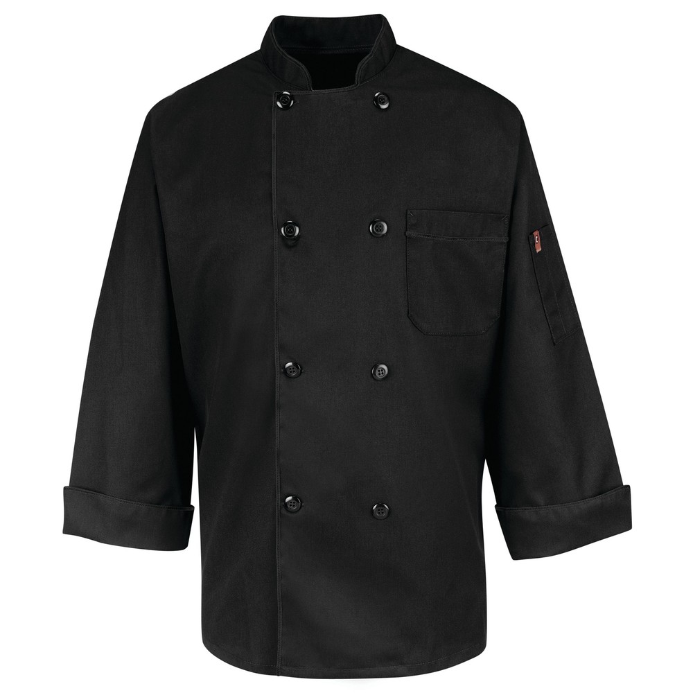 Red Kap Eight Pearl Button Black Chef Coat