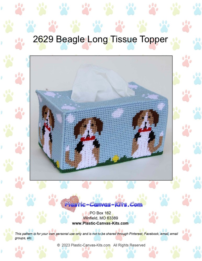 Beagles Long Tissue Topper-Plastic Canvas Pattern or Kit