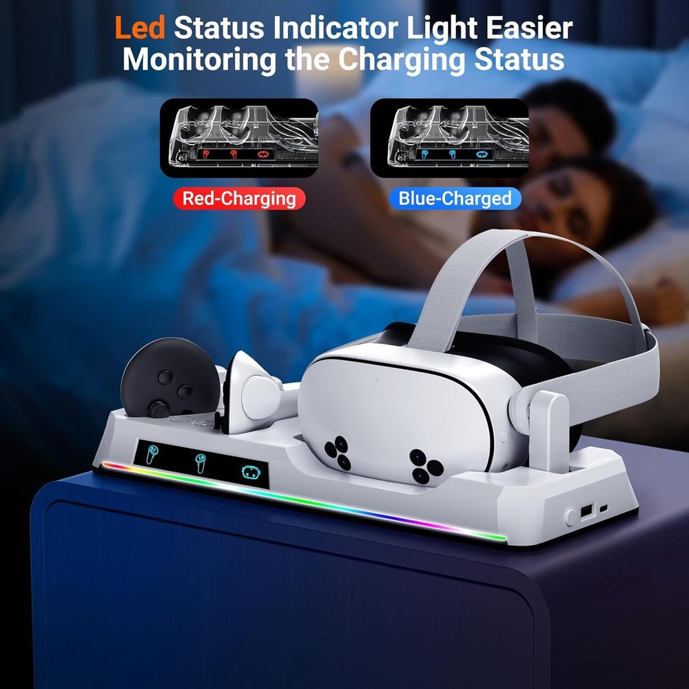 Fast Charging Dock for Meta Quest 3S/3 Magnetic VR Headset & Controller Charger