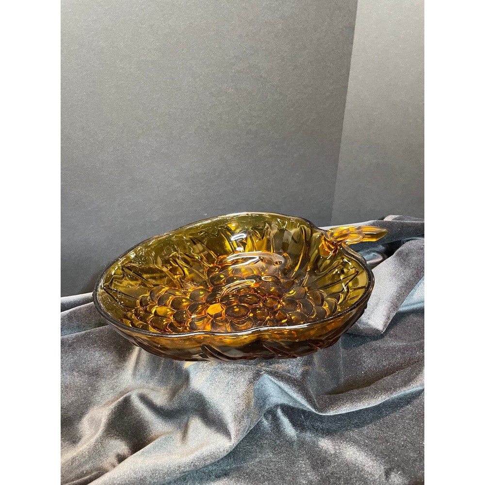 AMBER Blenko Glass grape shaped fruit/serving BOWL