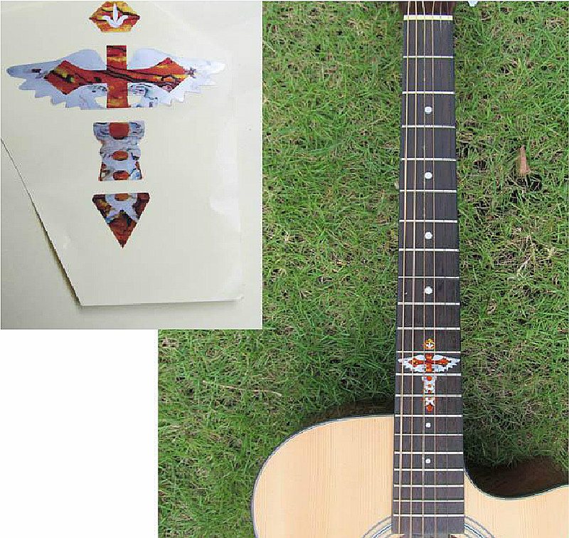 Guitar Inlay Stickers Cross & Wing Pattern Decals