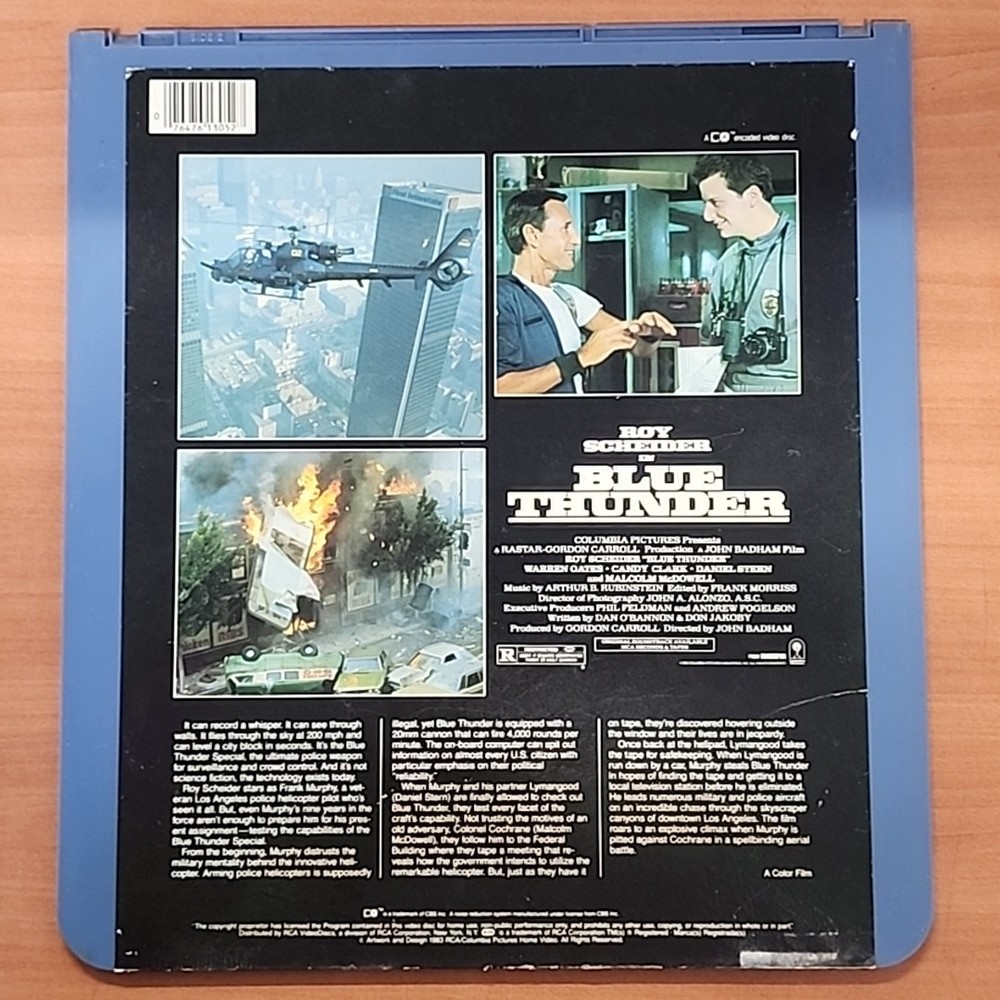 RCA CED VIDEODISC! - BLUE THUNDER with Roy Scheider TESTED AND WORKING