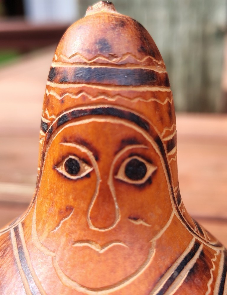 Vintage Hand Carved/Painted Gourd