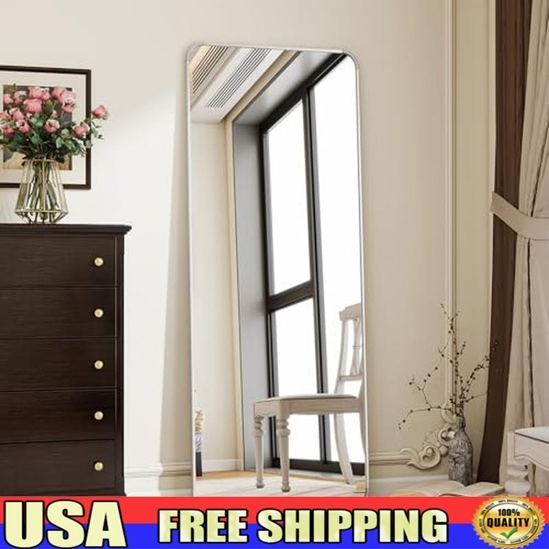 Silver Full Length Mirror, 56"x21" Rounded Corner