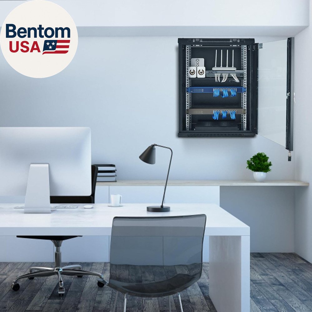 15U Wall Mount Network Server Cabinet, 18'' Deep, Server Rack Cabinet Enclosure,
