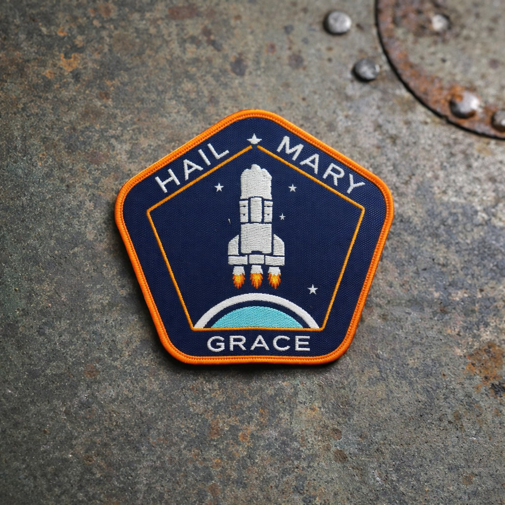 Hail Mary Grace Rocket Embroidered Patch Iron-On Space Badge