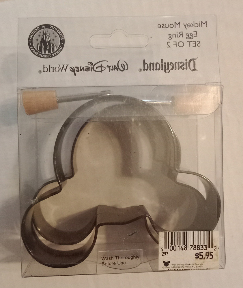 Disney Mickey Mouse Head Egg Ring Mold With Wood Handle