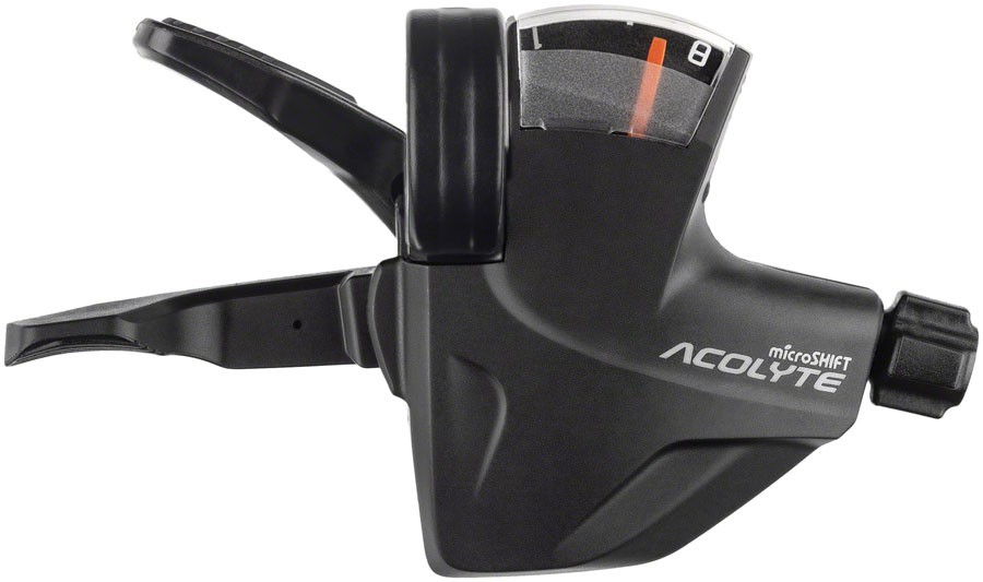 microSHIFT Acolyte Quick Trigger Pro Right Shifter - 1x8 Speed, Gear Indicator,
