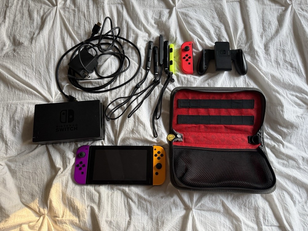 Nintendo Switch Bundle with Extra Joy-Con, Case, Dock, Cables, & Straps