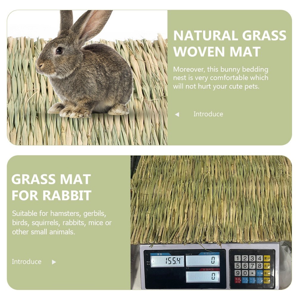 5 Pcs Rabbit Mat Grass Woven Seagrass Bunny For Bedding Rabbits