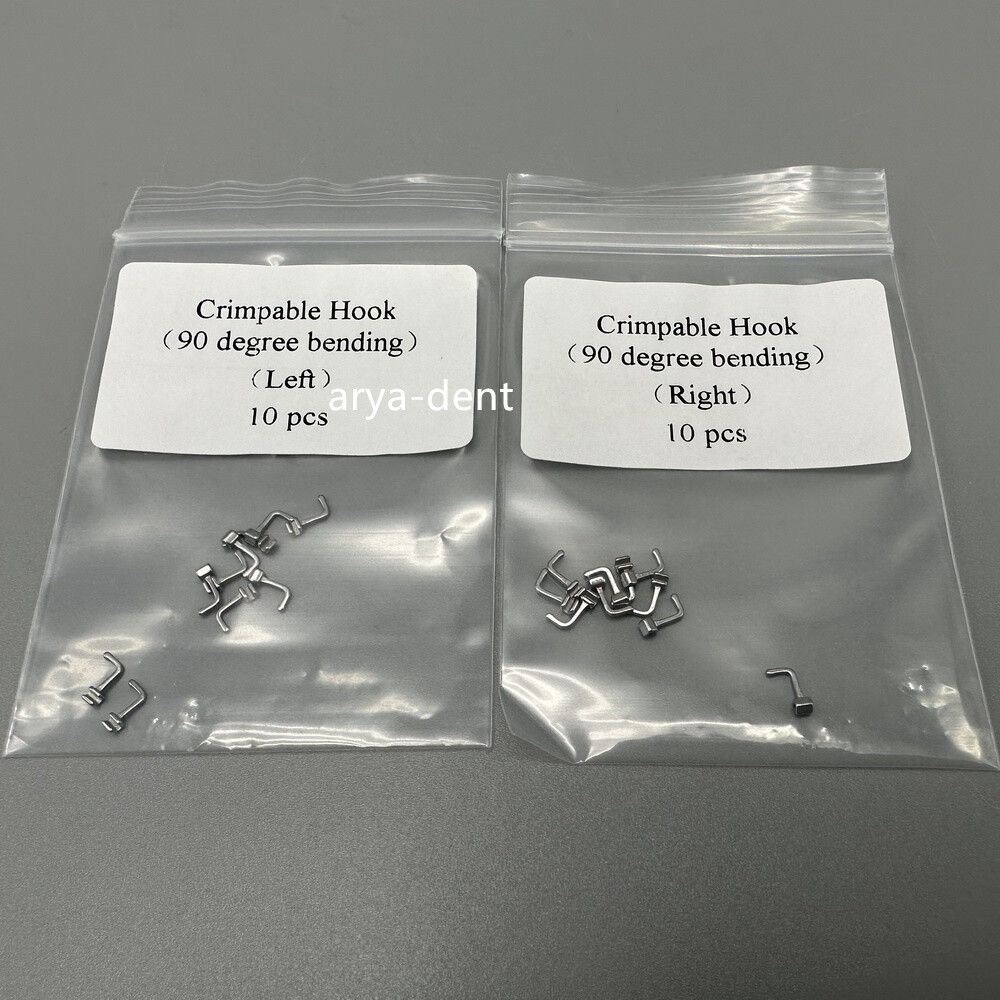 10pcs/pack Dental Orthodontic 90degrees Crimpable Hooks Right/Left Bending Hook