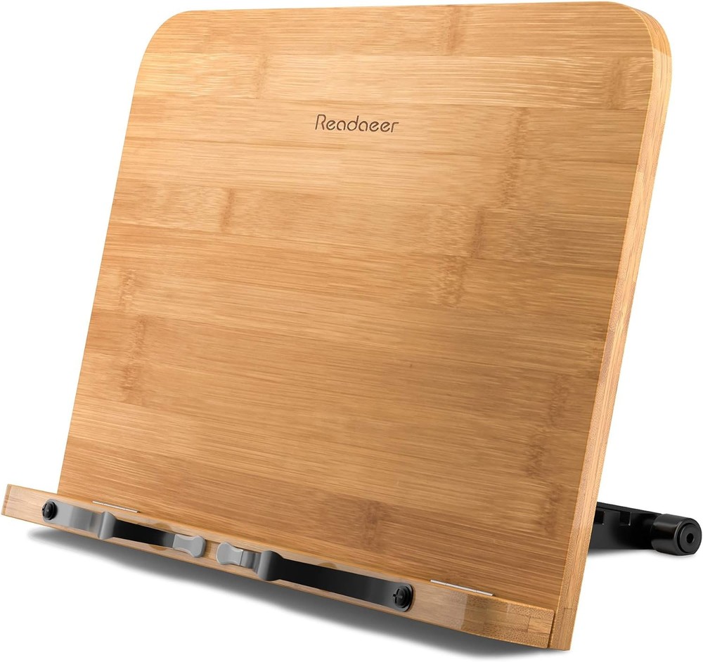 Bamboo Book Stand Adjustable Large 13.4x9.3