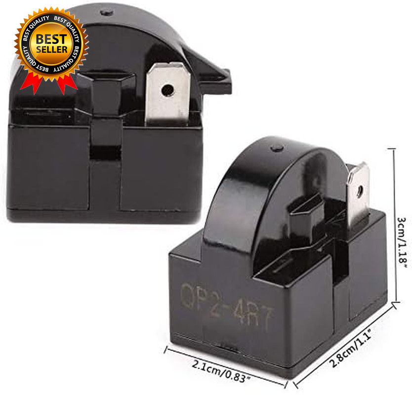 Refrigerator Starter Relay and Overload Protector Kit QP2-4R7 4.7 Ohm 1 Pin PTC