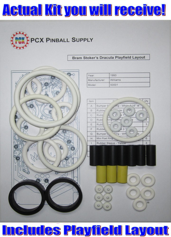 1993 Williams Bram Stoker's Dracula Pinball Rubber Ring Kit