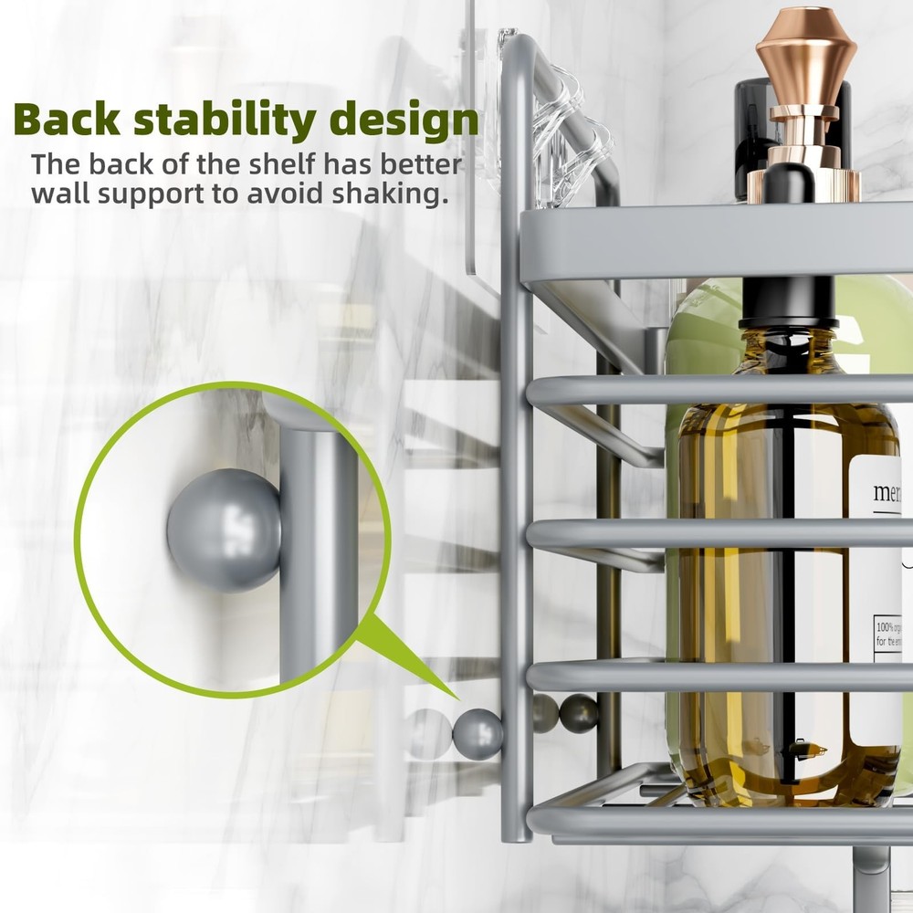 Shower Caddy, Shower Organizer with Soap Holder and Hooks, Rustproof Shower S...