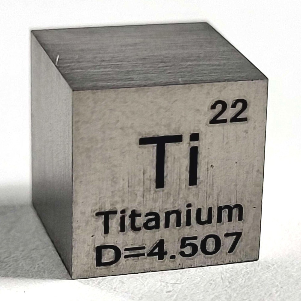 0.39" 10mm Titanium Cube Pure 99.9% Periodic Table Element Engraved Density 1PC
